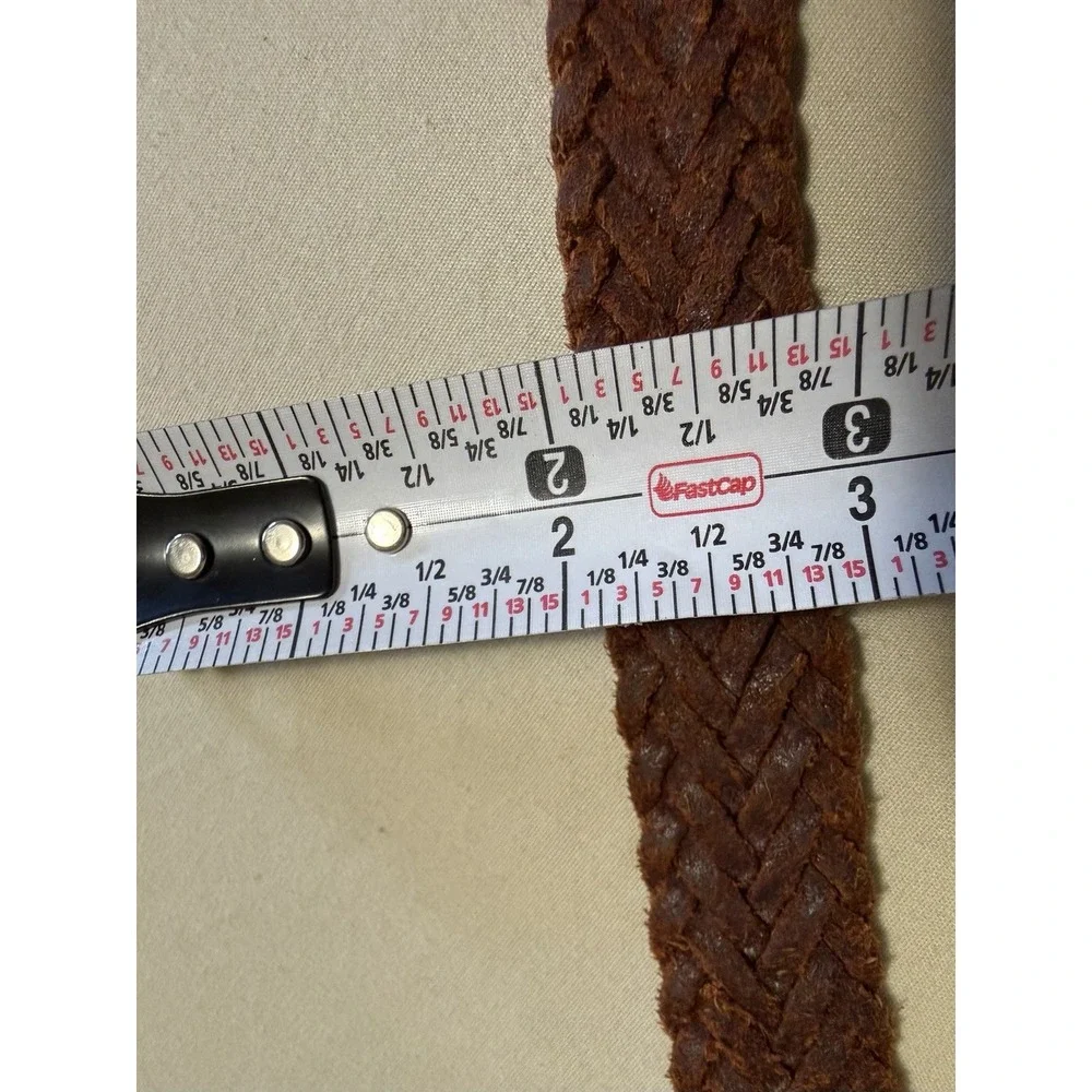 Women's 38 In Vintage Braided Western Boho Leather Belt With Brass Buckle
